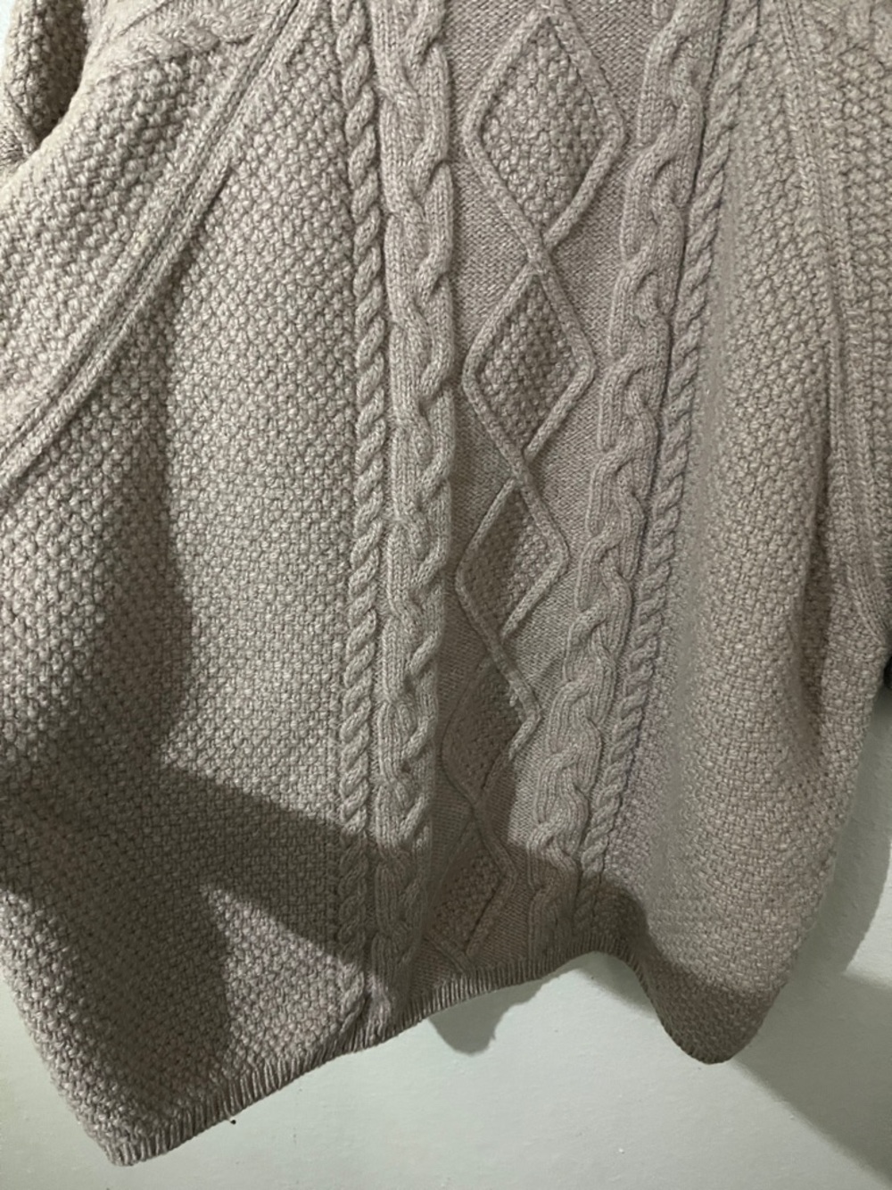 Blarney 100% Merino Wool Aran Cable Knit Short Sleeve Sweater/Cardigan - Picture 10 of 11